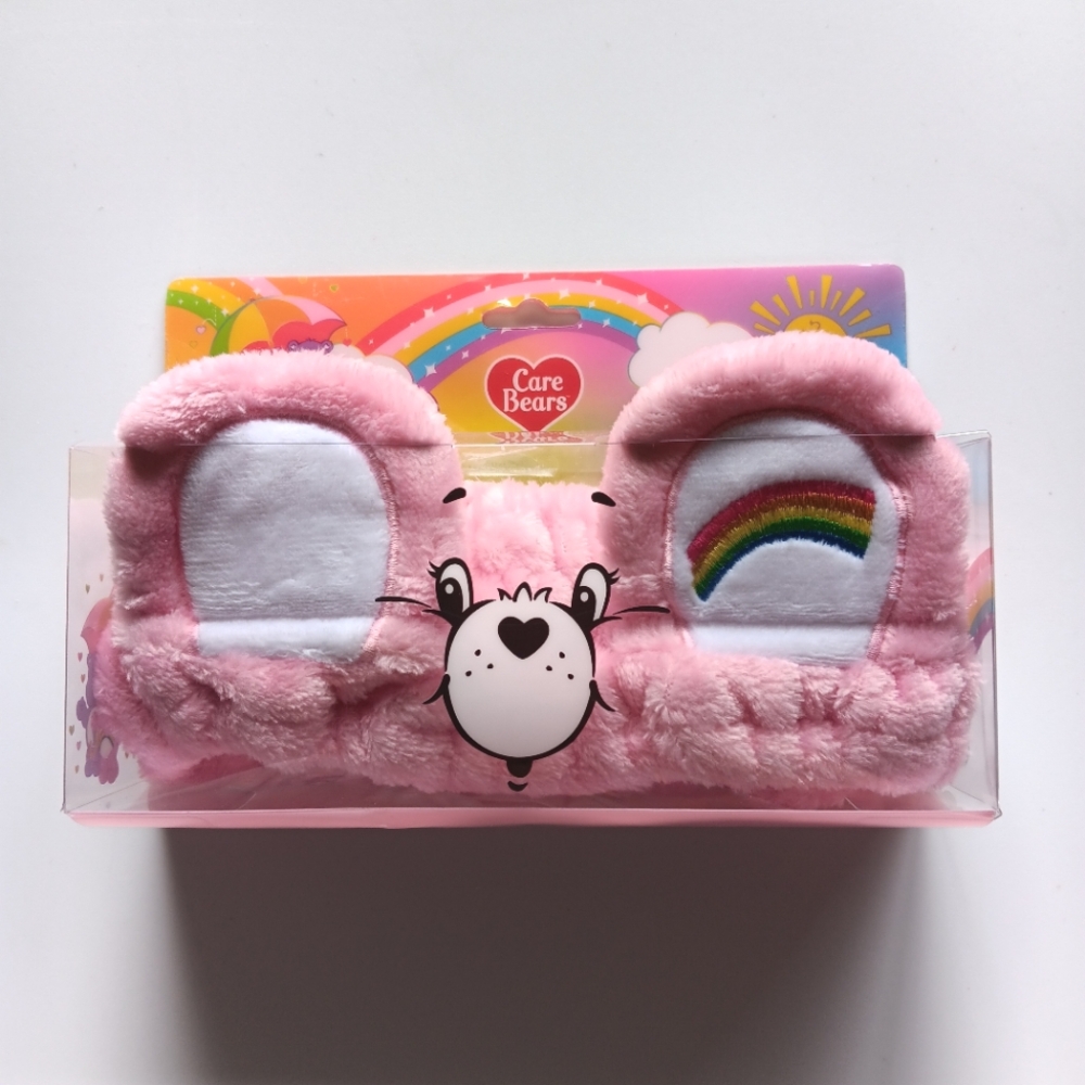 Care Bears Cheer Bear 3D Ears Spa Hair Headband Stretchy Terry Pink Rainbow 80s